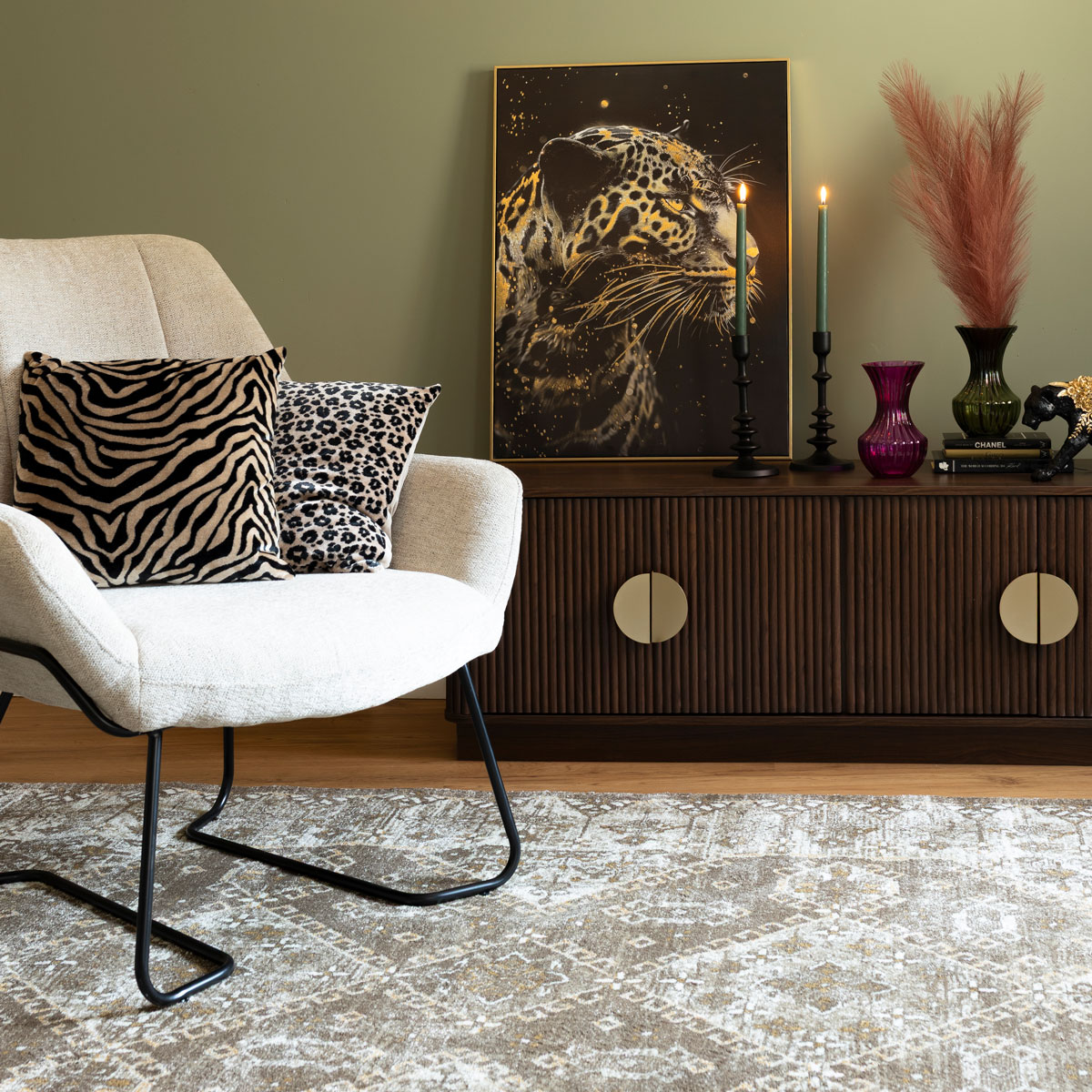 Cuadro leopardo decorativo LUPITA negro 78x58cm