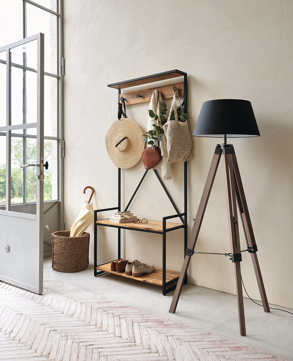 Candeeiro De Ch&atilde;o Runo Preto Com Trip&eacute; 145cm