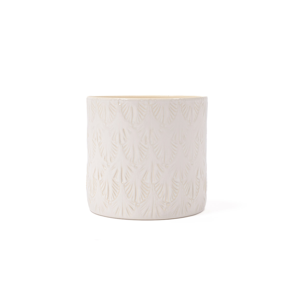 Maceta De Cer&aacute;mica Blanca 14.5x12.8Cm