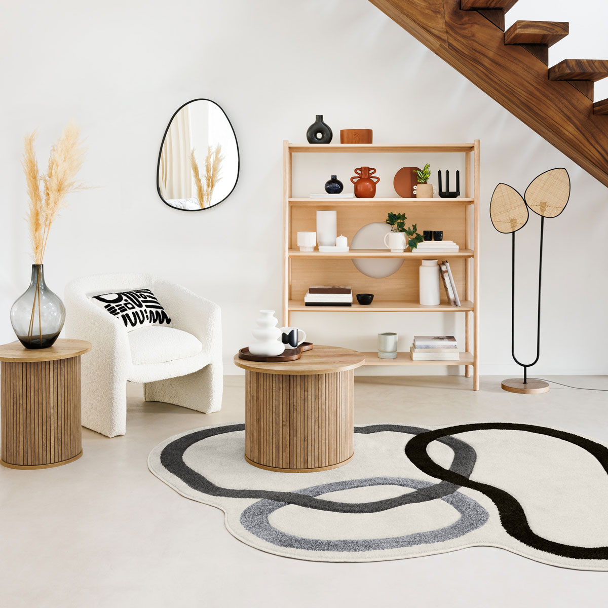 Mesa Auxiliar Redonda Colva Beige 50cm