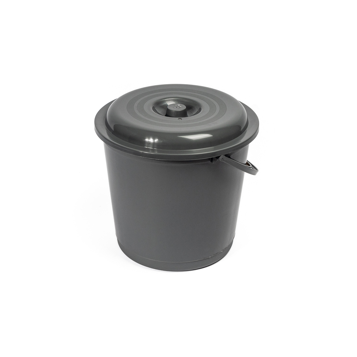 Balde Com Tampa Europa Cinza Escuro 16l