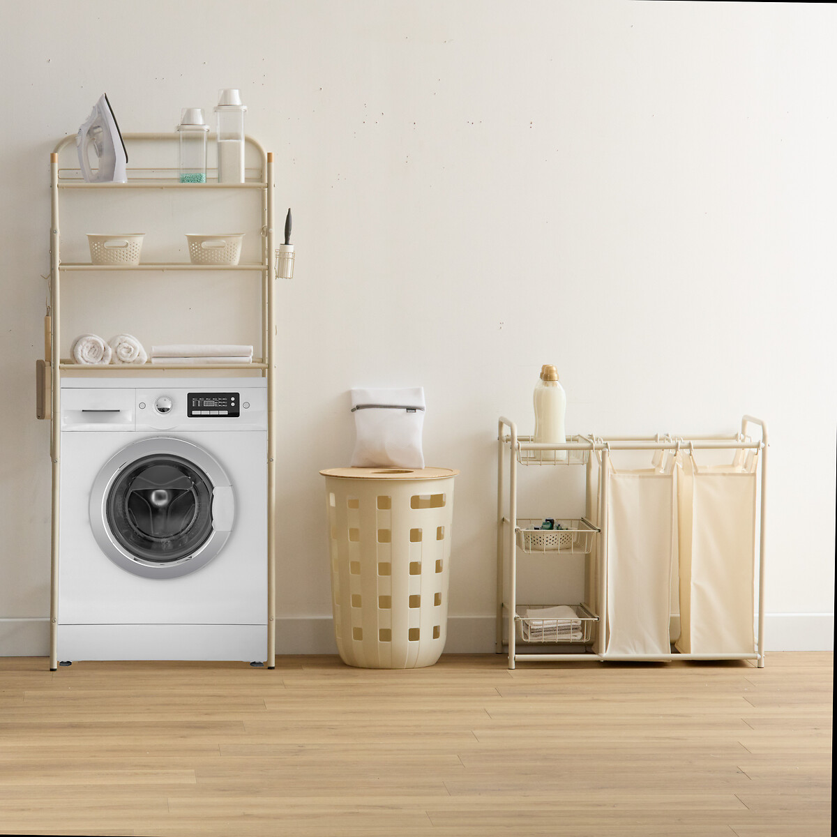 Mueble auxiliar para ropa sucia blanco