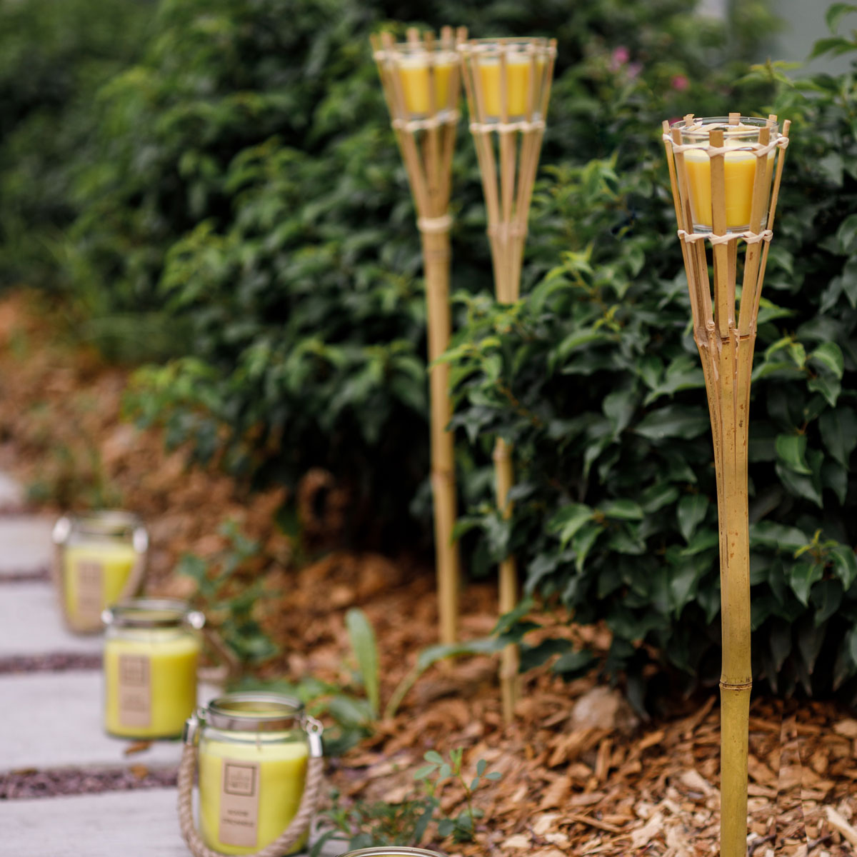 Antorcha De Bamb&uacute; Con Vela De Citronela