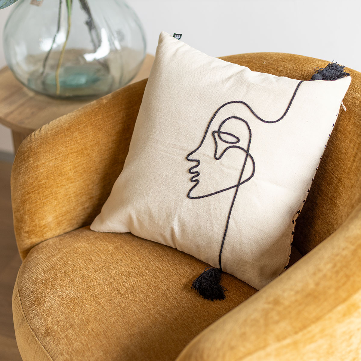 Funda De Coj&iacute;n Visage Marfil Y Negro 40x40cm