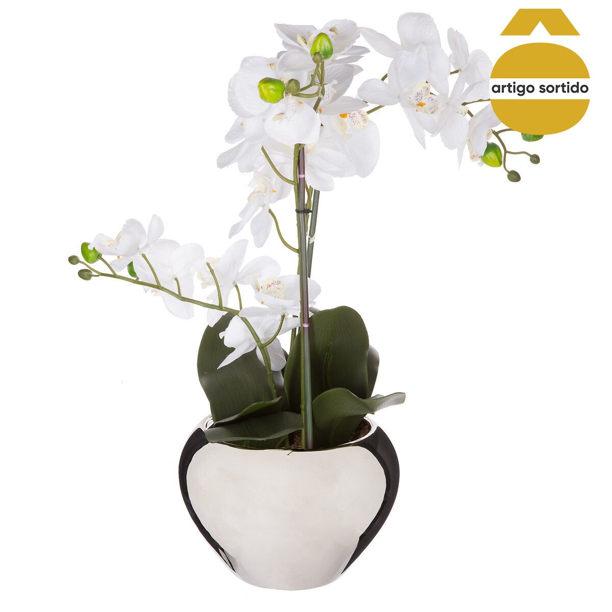 Vaso De Cer&acirc;mica Com Orqu&iacute;dea 56cm