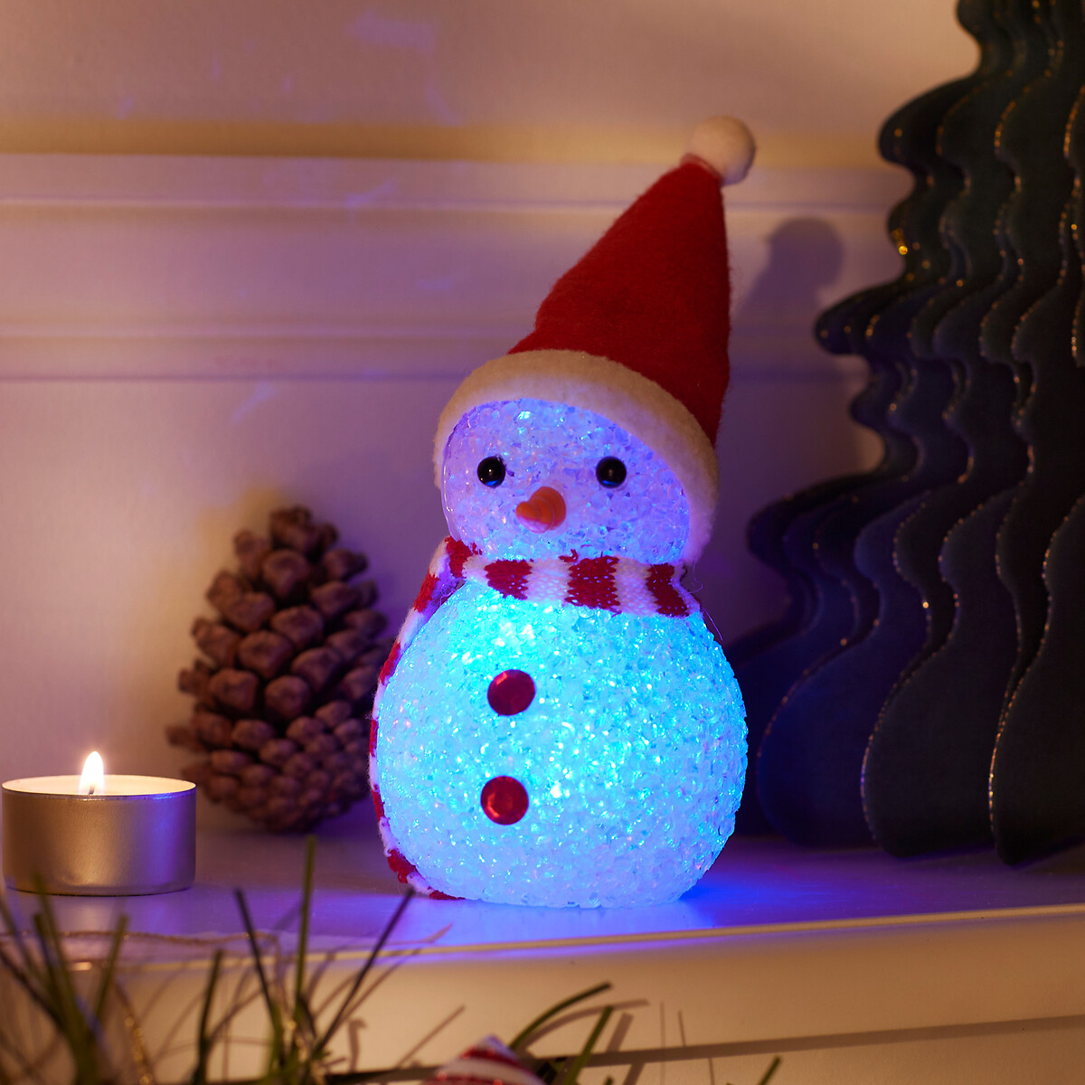 Adorno Navide&ntilde;o Mu&ntilde;eco De Nieve Con LED
