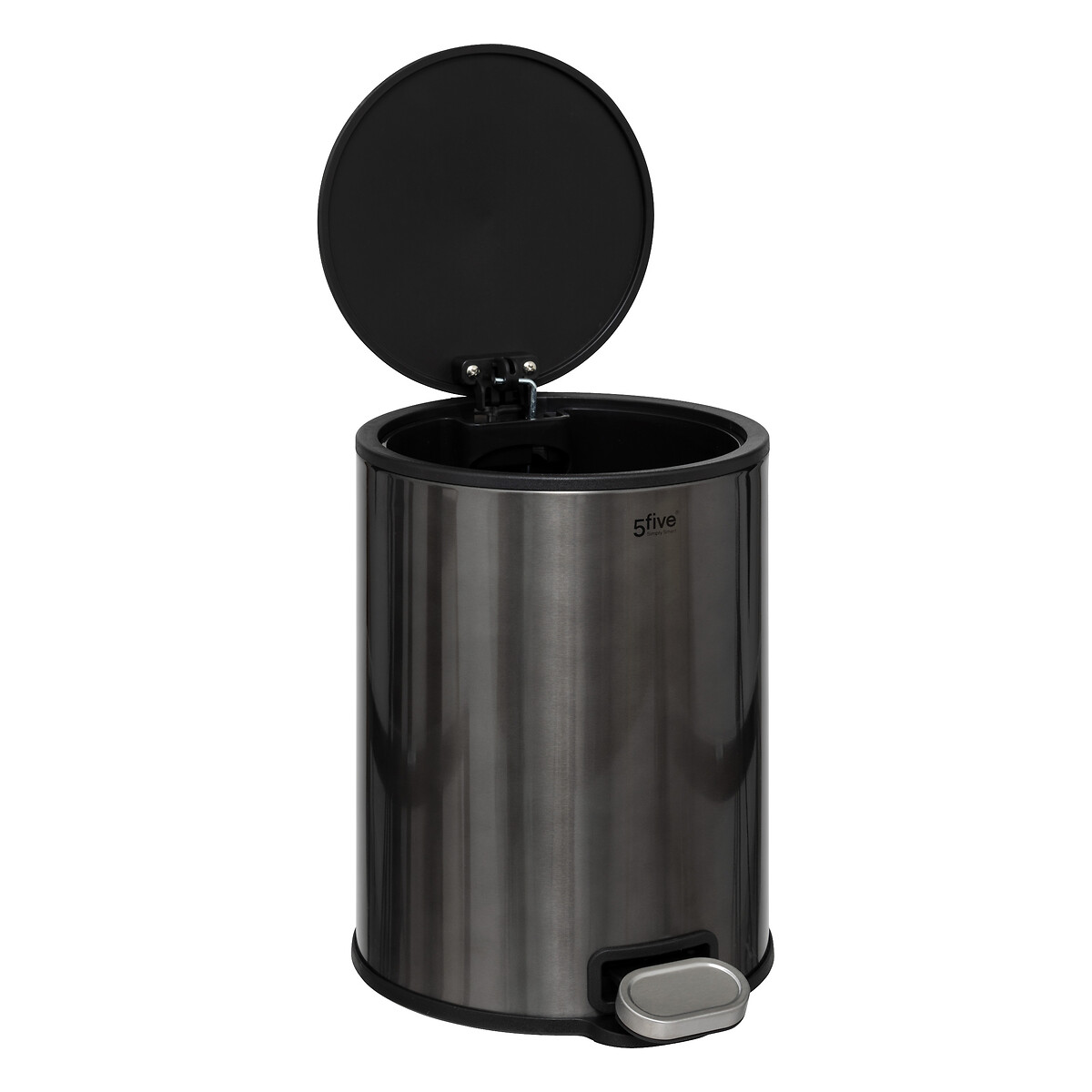 Cubo de basura negro de metal con pedal DELTA 6l