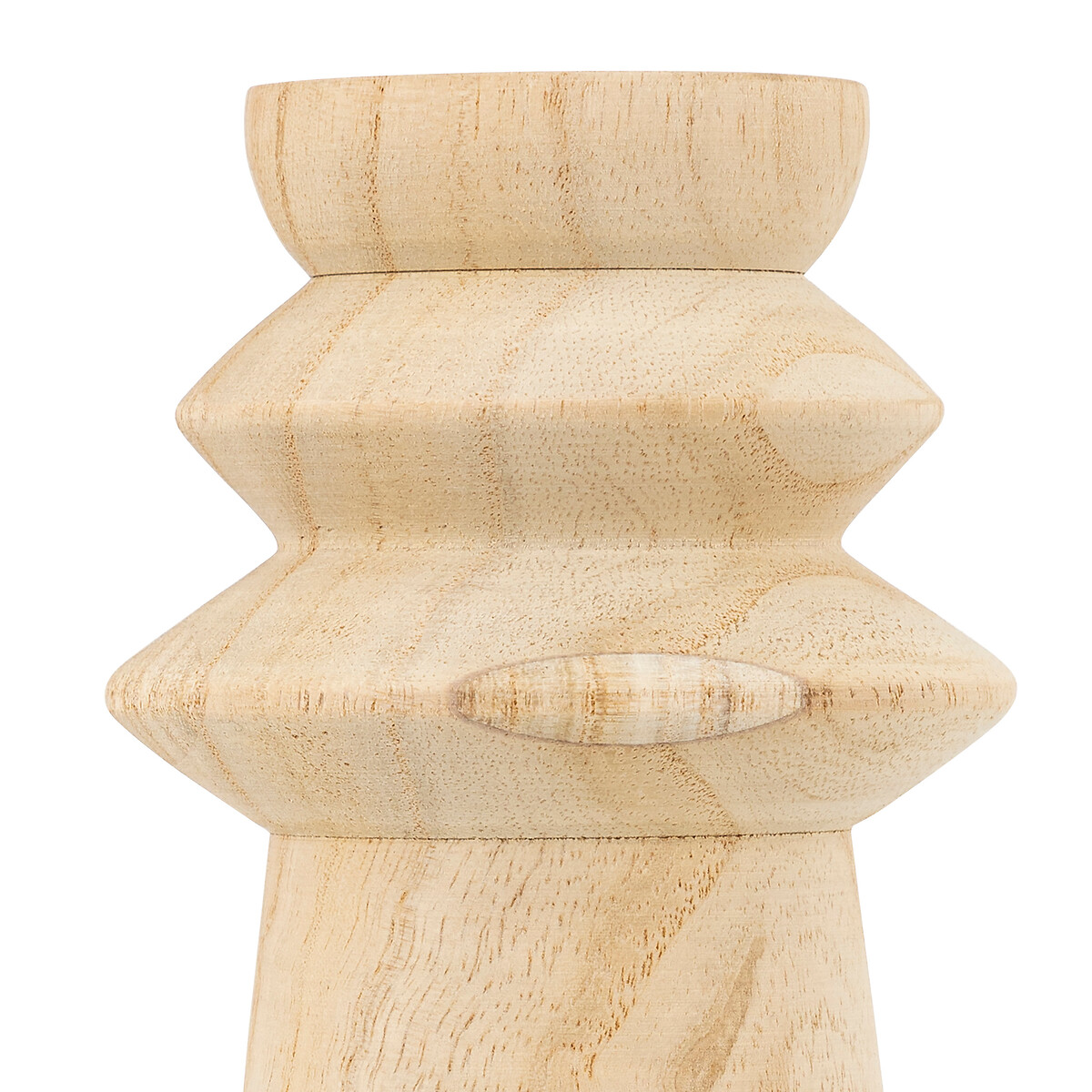 Portavelas De Madera Beige Uma 16cm