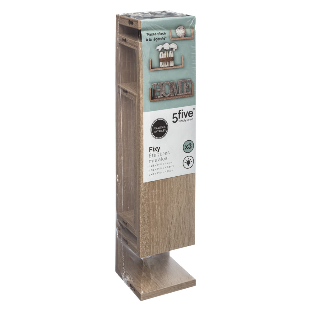 Juego 3 Estantes Mdf Roble Natural