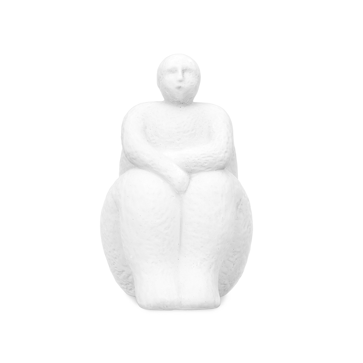 Figura de mujer sentada de cer&aacute;mica blanca