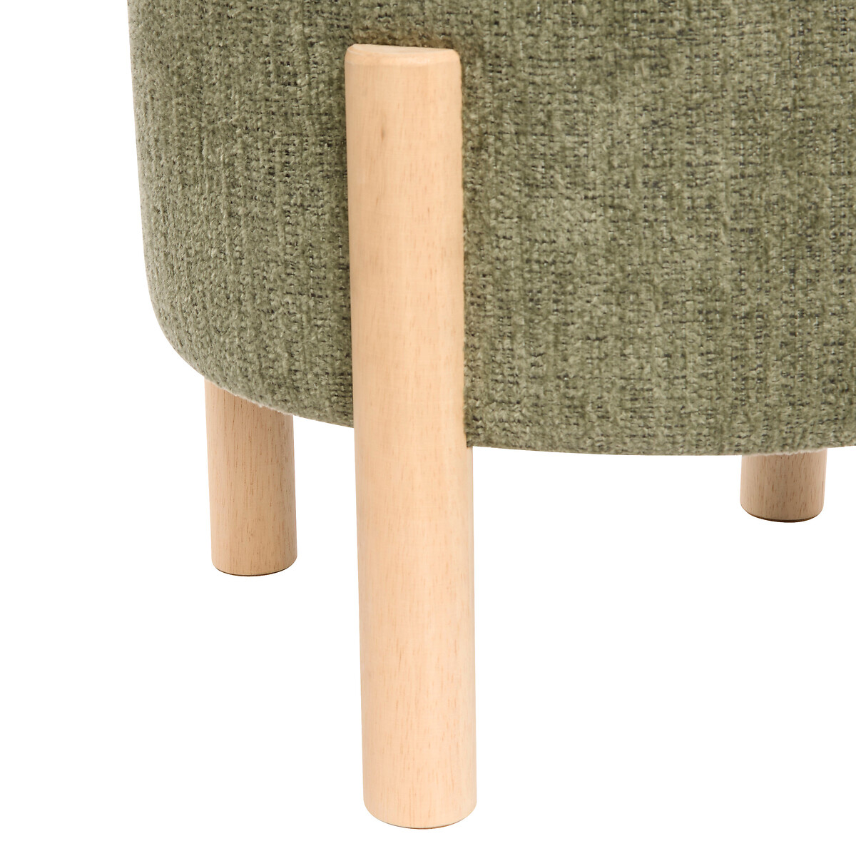 Taburete con almacenaje ELKI chenilla verde caqui