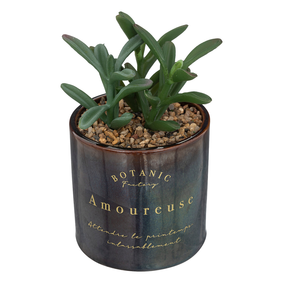 Vasinho De Cerâmica Preto Com Planta Artificial Caravane