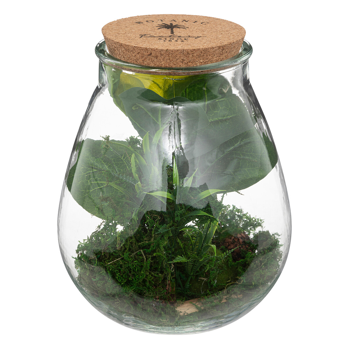 Jarr&oacute;n de vidrio con plantas artificiales CARAVANE