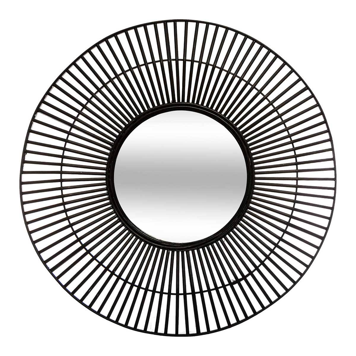 Espejo De Pared Negro De Bamb&uacute; 77x4Cm