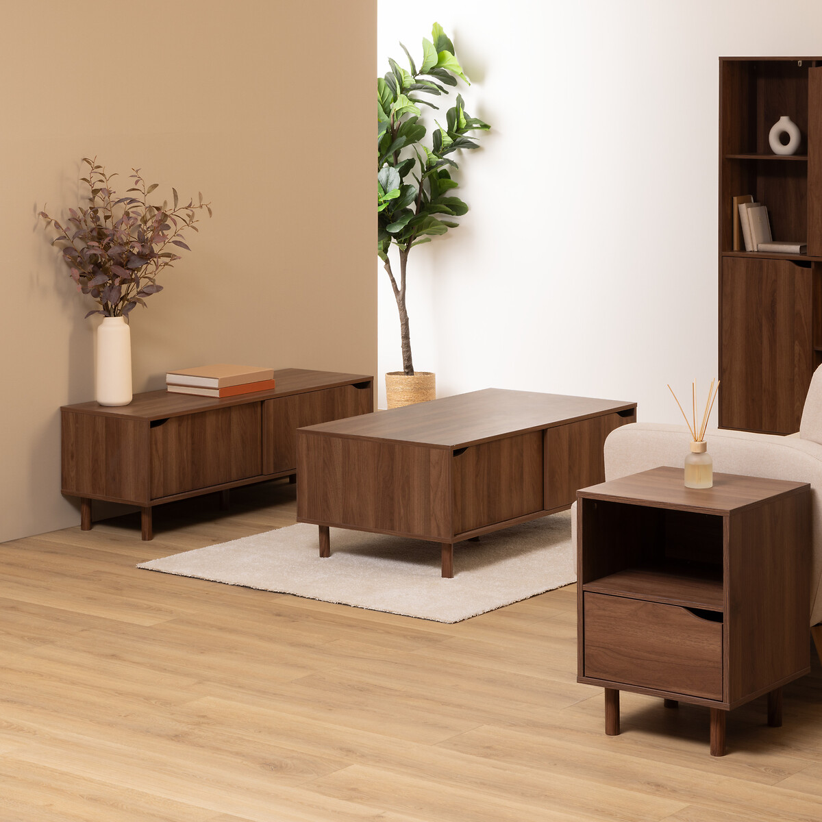 Mueble de TV SLIDY marr&oacute;n de mdf con 2 puertas