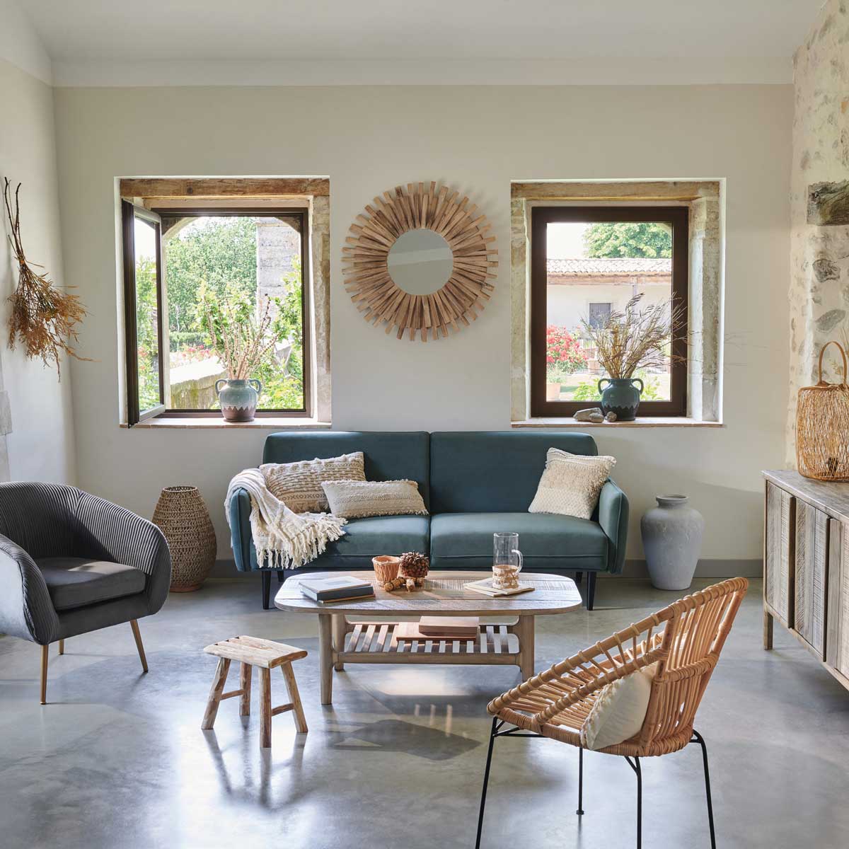 Silla KEKO natural de ratán y metal