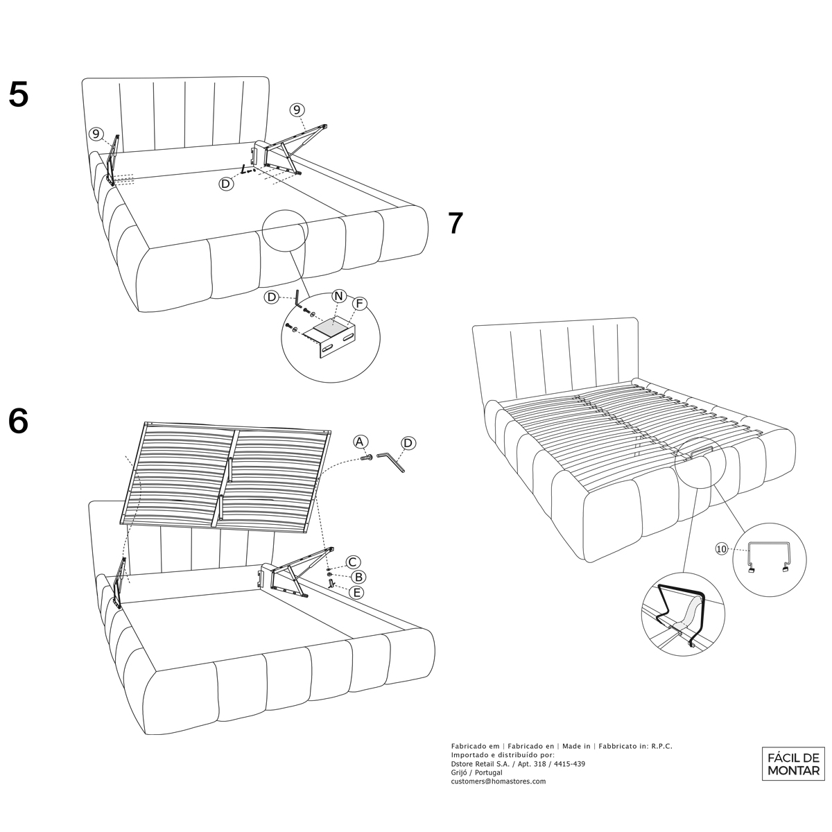 Cama ELI gris 160x200cm