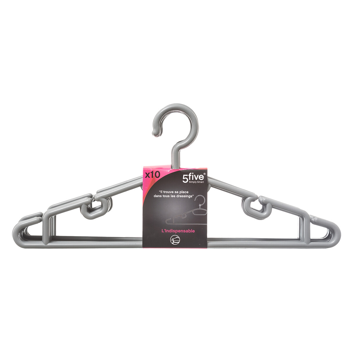 Percha De Plástico Gris 10Uds