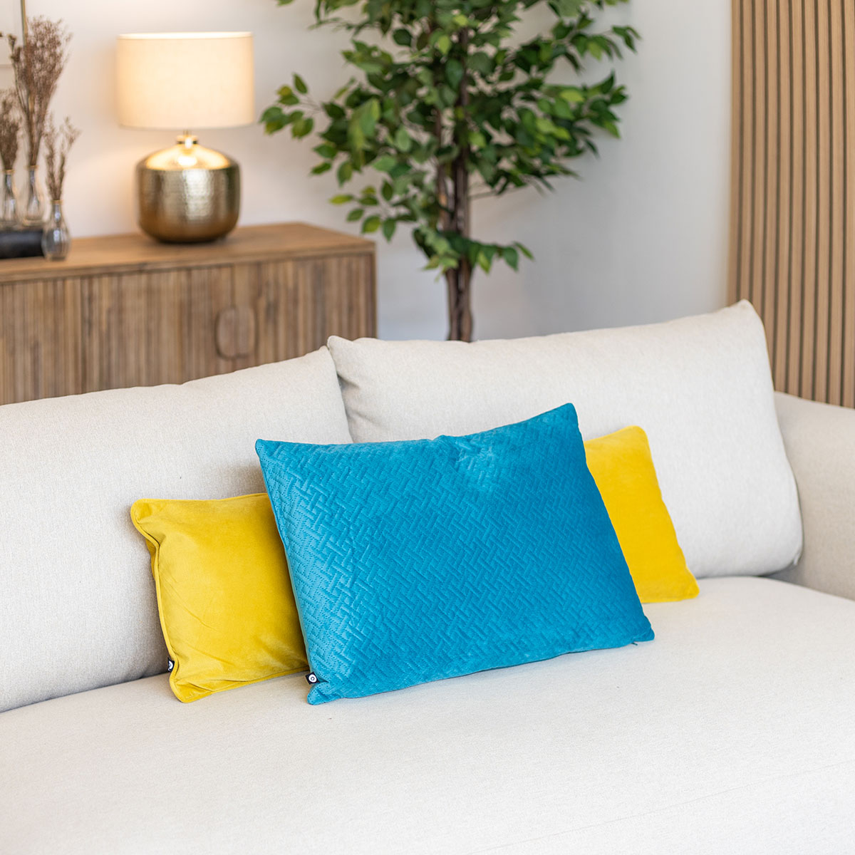 Cojín Dolce De Terciopelo Azul 38x58Cm