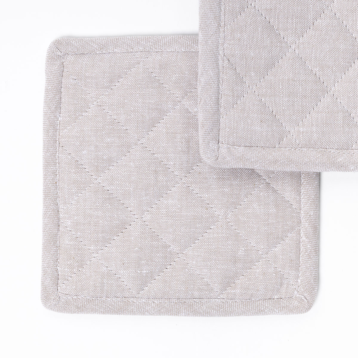 Juego de 2 agarradores con frase taupe de algodón