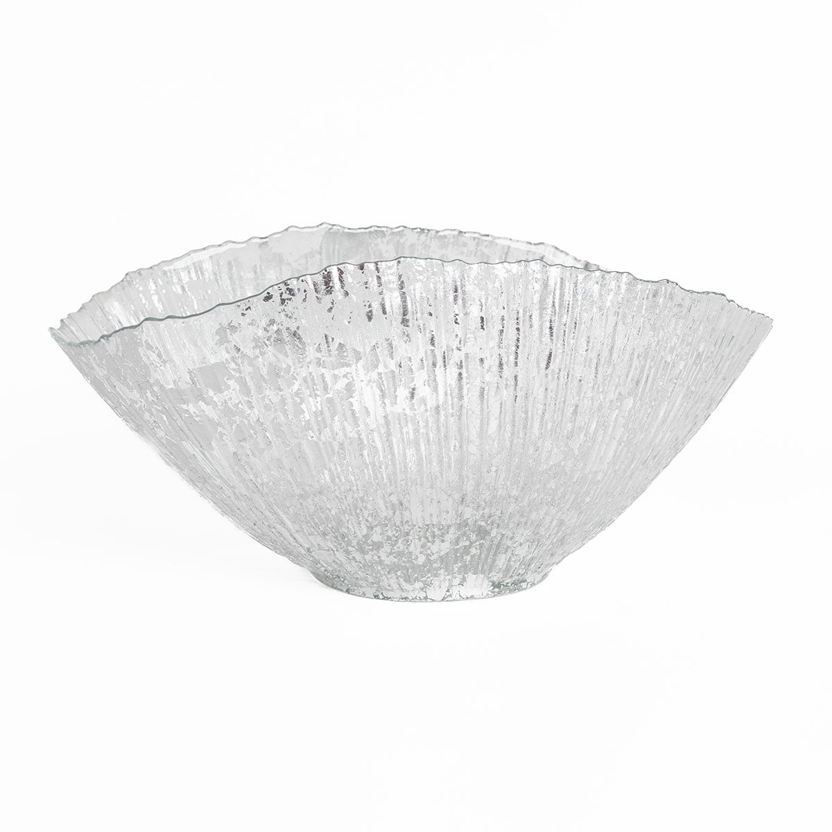 Centro de mesa plateado de vidrio 20x36cm