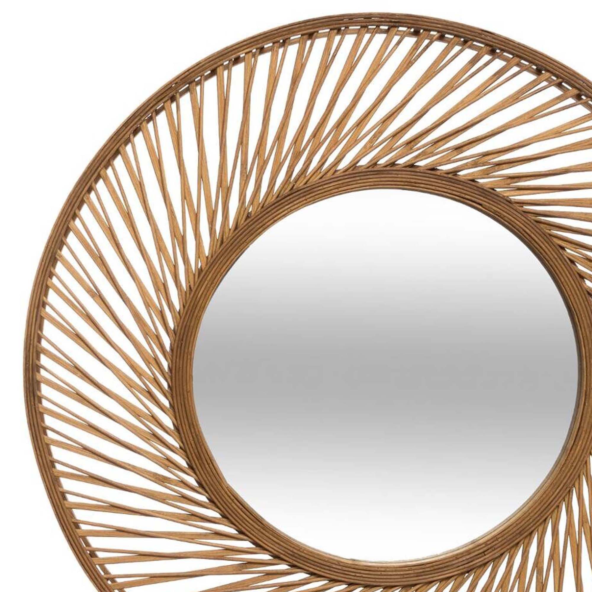 Espejo De Pared Espiral De Bamb&uacute; 72Cm