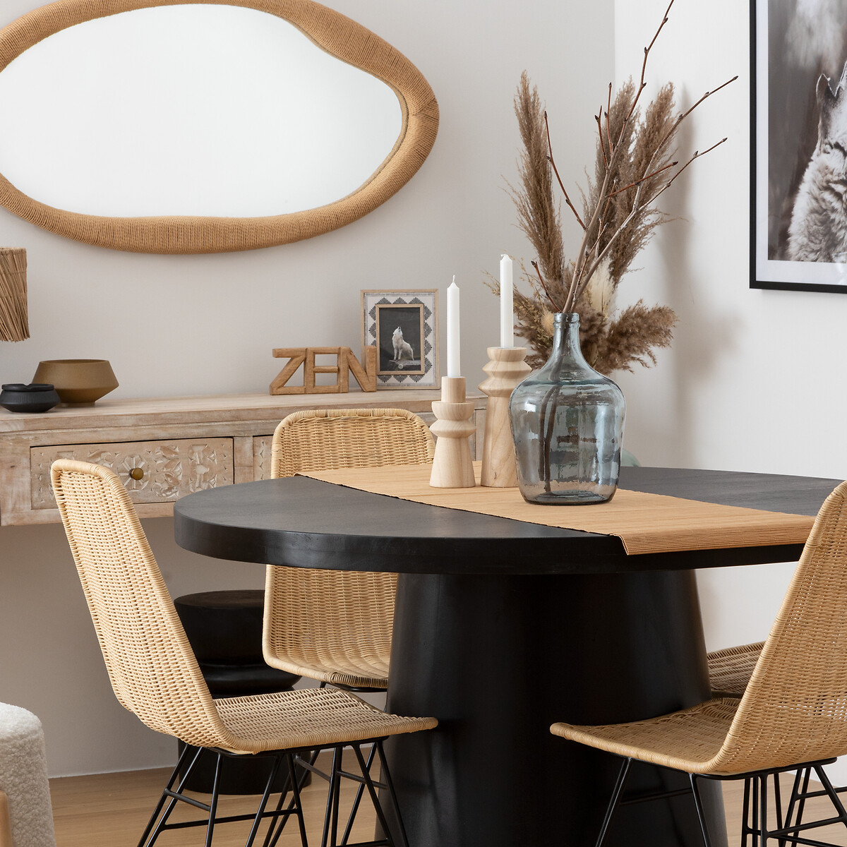 Portavelas De Madera Beige Uma 16cm