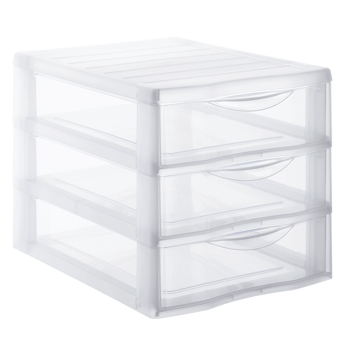 Organizador C/3 Cajones A4 Transparente