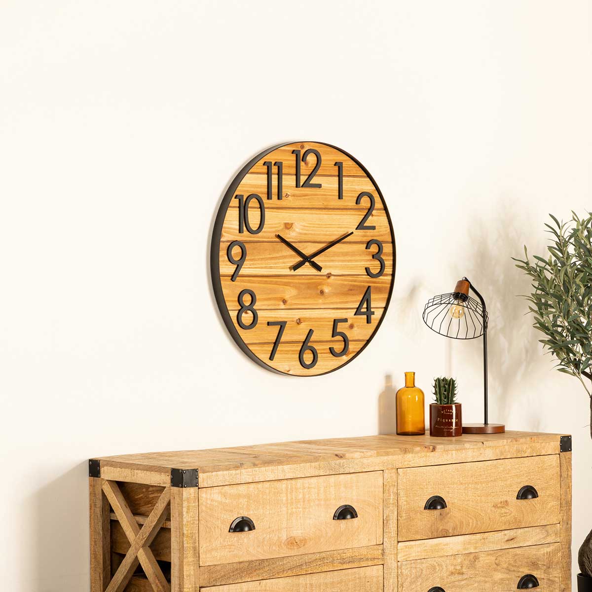 Reloj De Pared Abby 3D Marrón 70cm