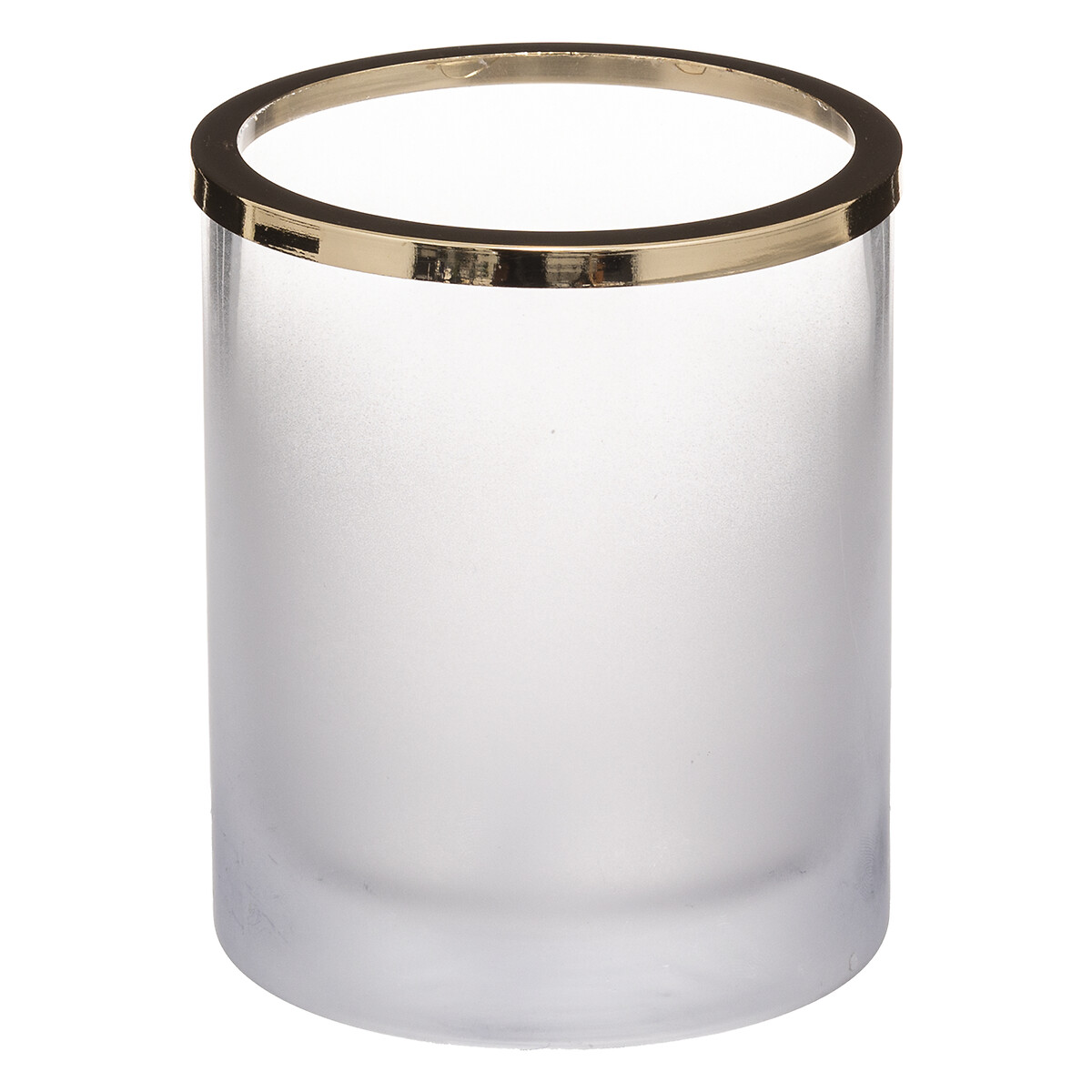 Castiçal Em Vidro Com Rebordo Dourado