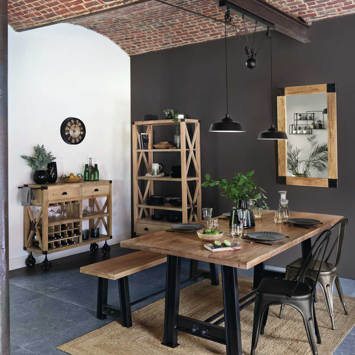 Reloj De Pared Vintage Marr&oacute;n Metal 21Cm