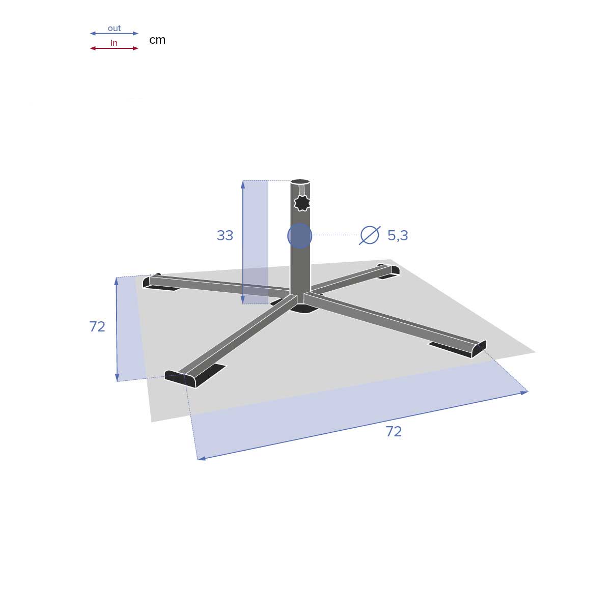 Base de parasol de acero inoxidable 48cm