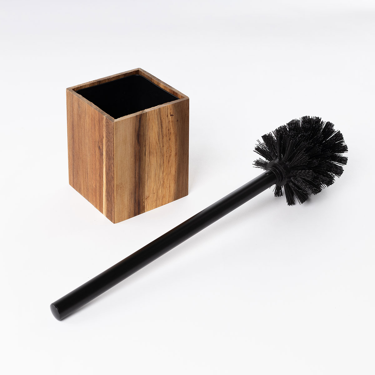 Escobilla de baño marrón de madera acacia