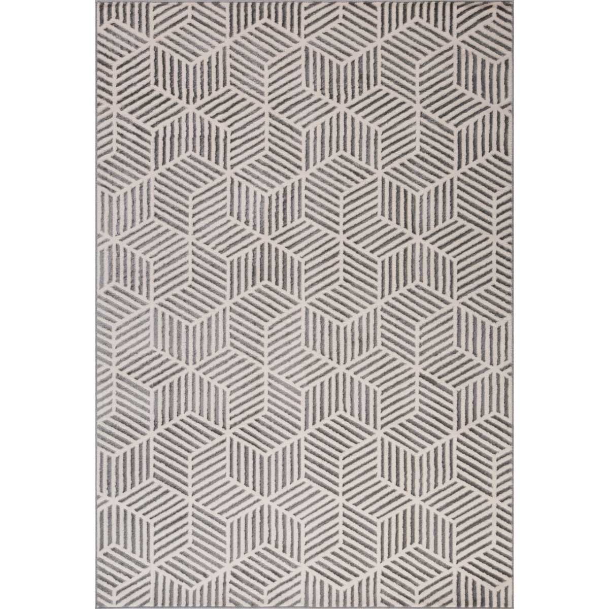Tapete Zaha Geom&eacute;trico Cinza 120x160cm