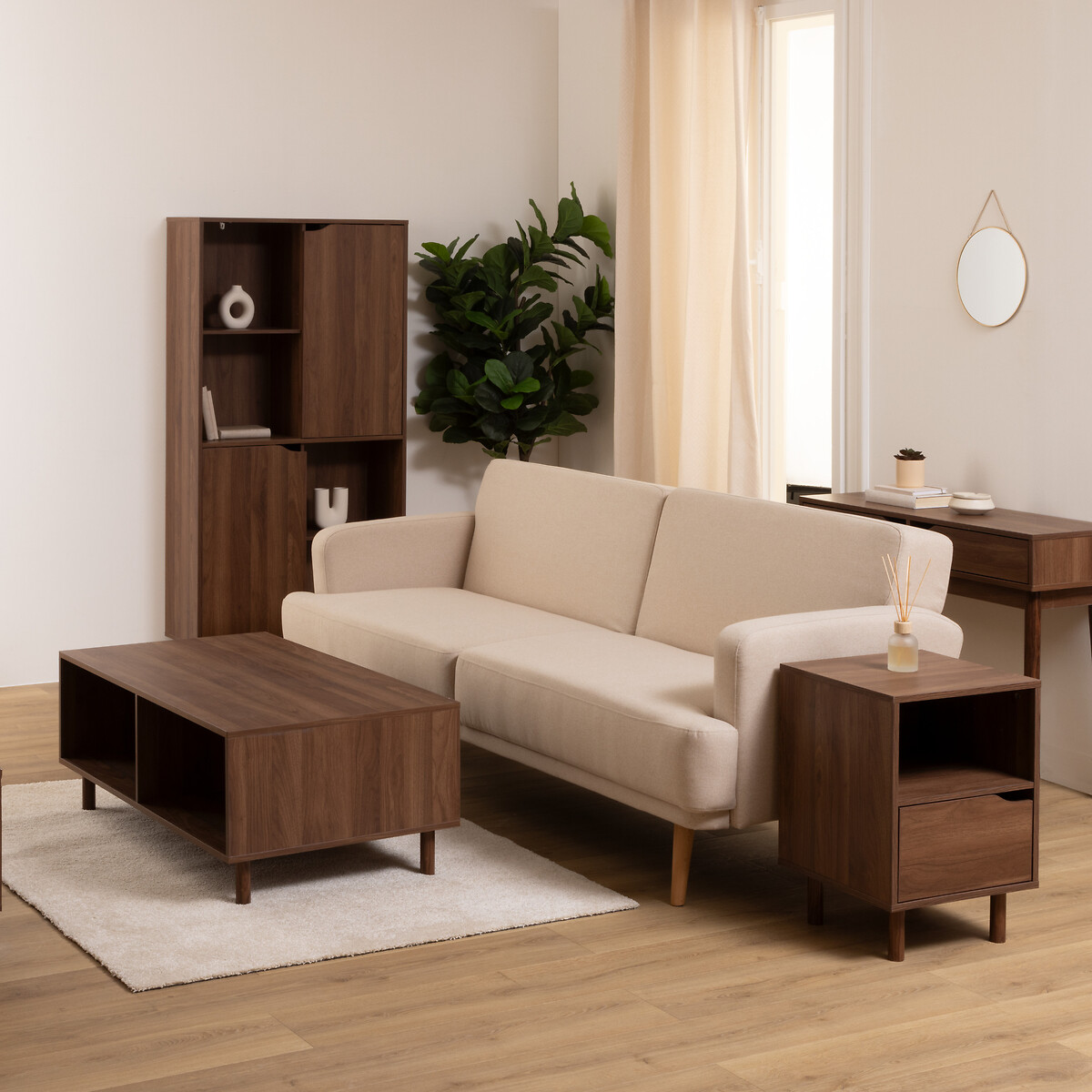 Estanter&iacute;a deslizante marr&oacute;n de madera 159,5cm