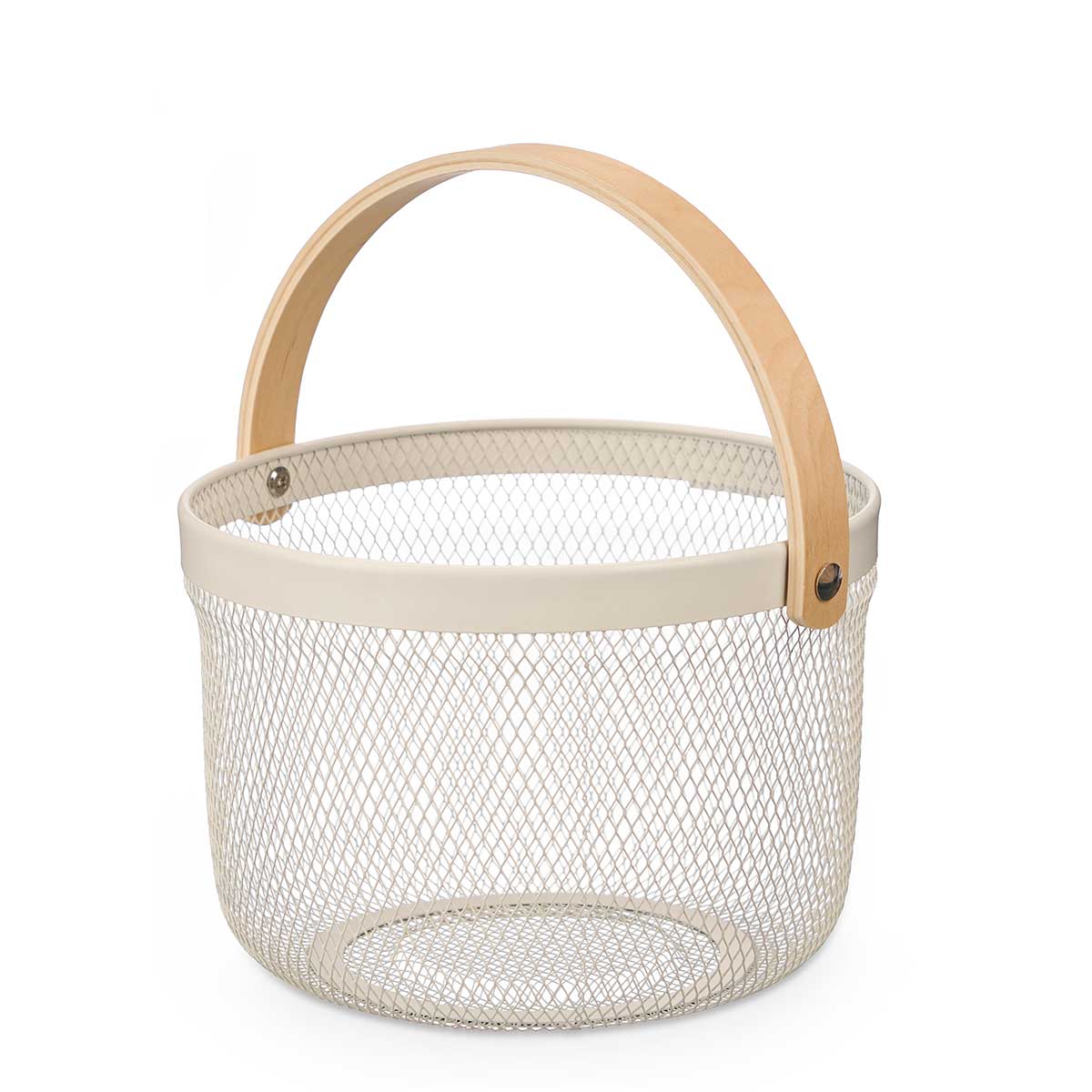 Cesta redonda de metal blanco 25.5cm