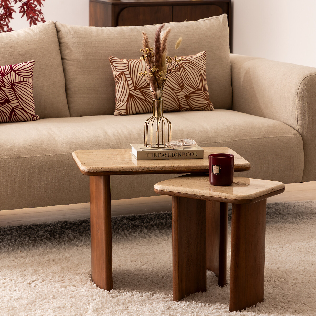 Conjunto de 2 mesas auxiliares JIVAN de madera