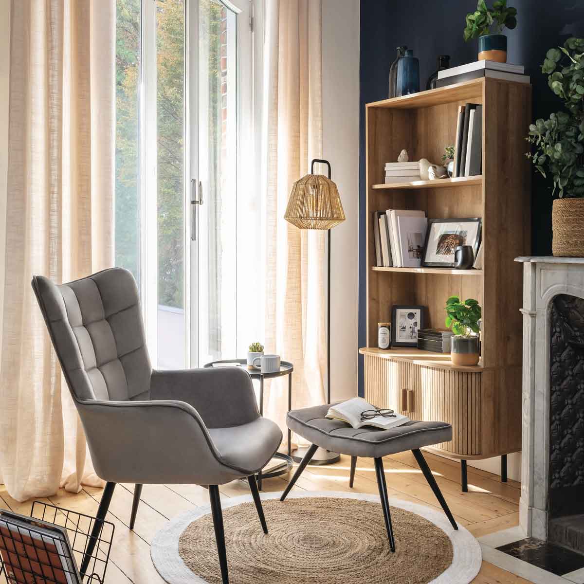 L&aacute;mpara de pie JILY beige 150cm