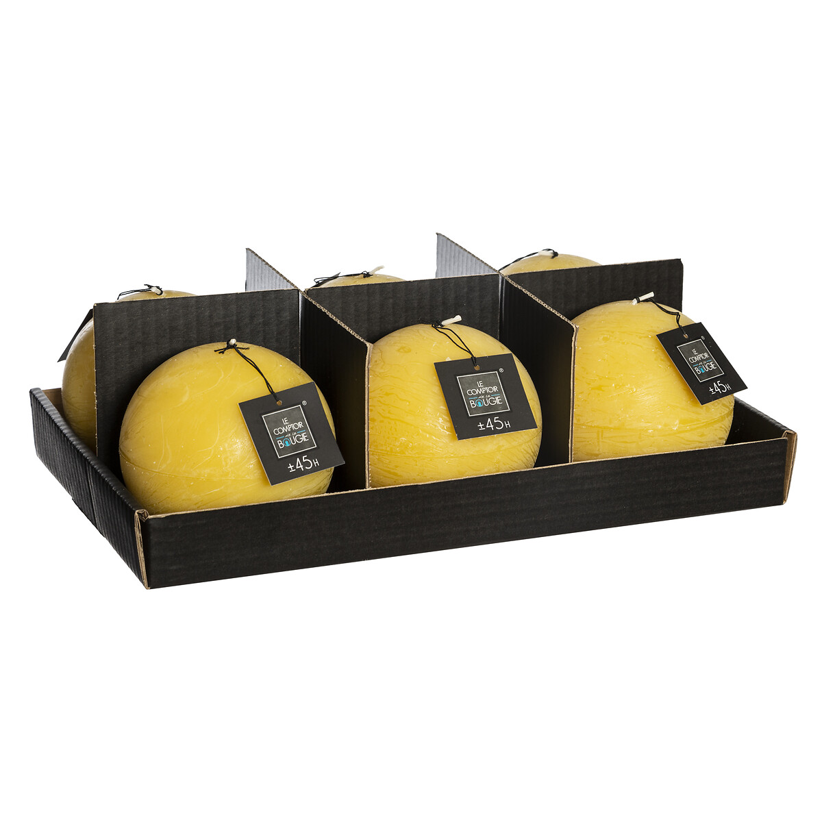Vela Bola R&uacute;stica Amarilla 10Cm
