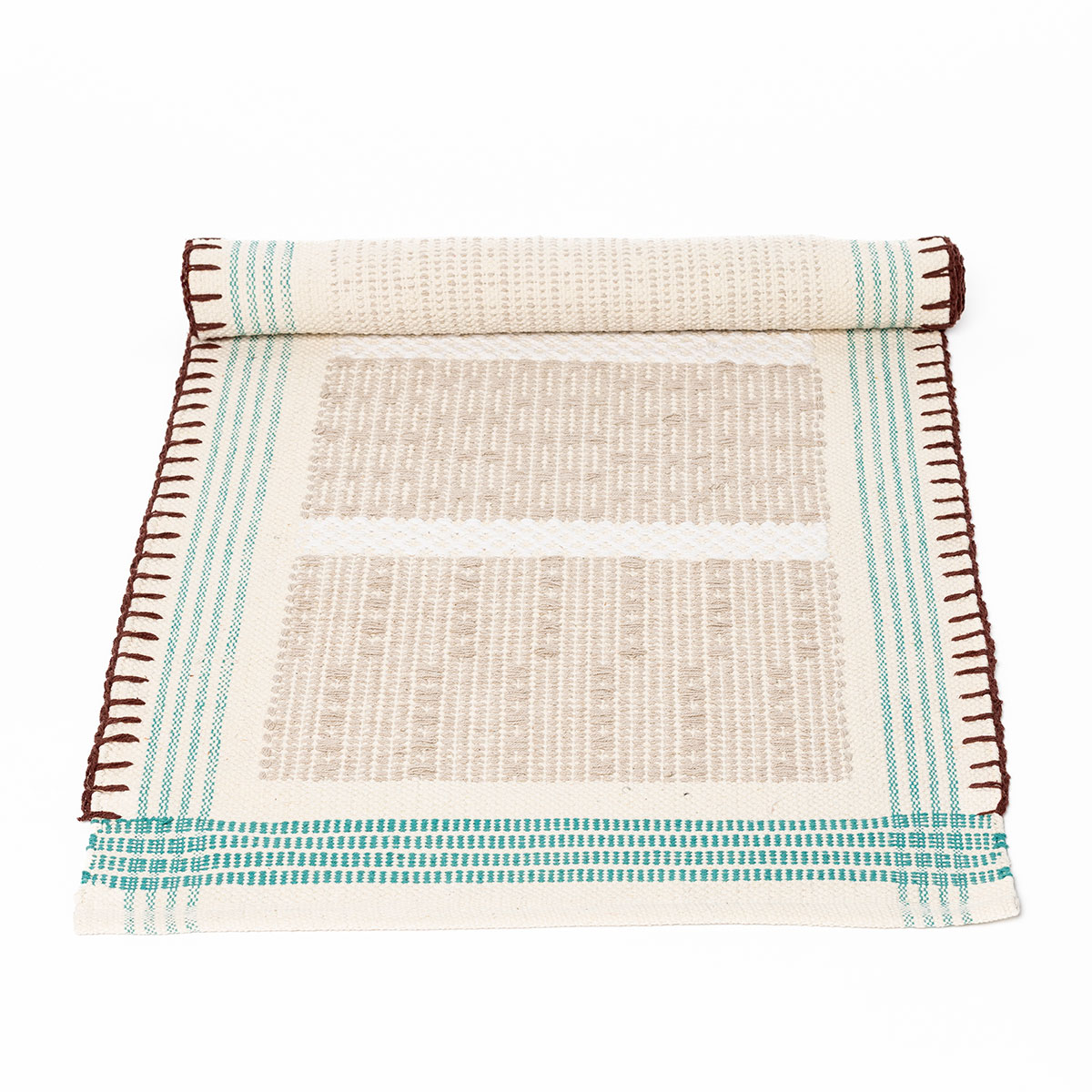 Alfombra WONJA taupe y azul 60x150cm