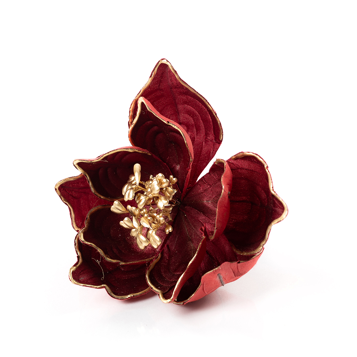 Flor magnolia con pinza roja 20cm