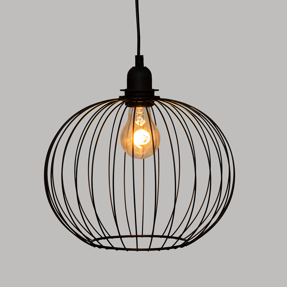 Candeeiro De Teto Victa Preto Redondo Em Metal 28cm