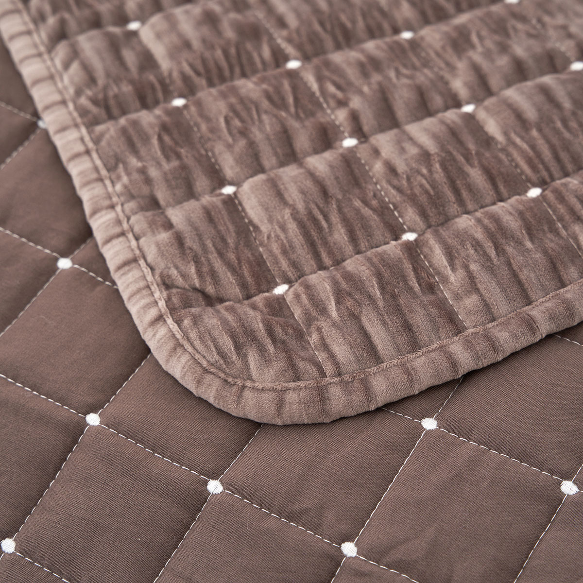 Edredón SEATTLE gris pardo de terciopelo 220x240cm