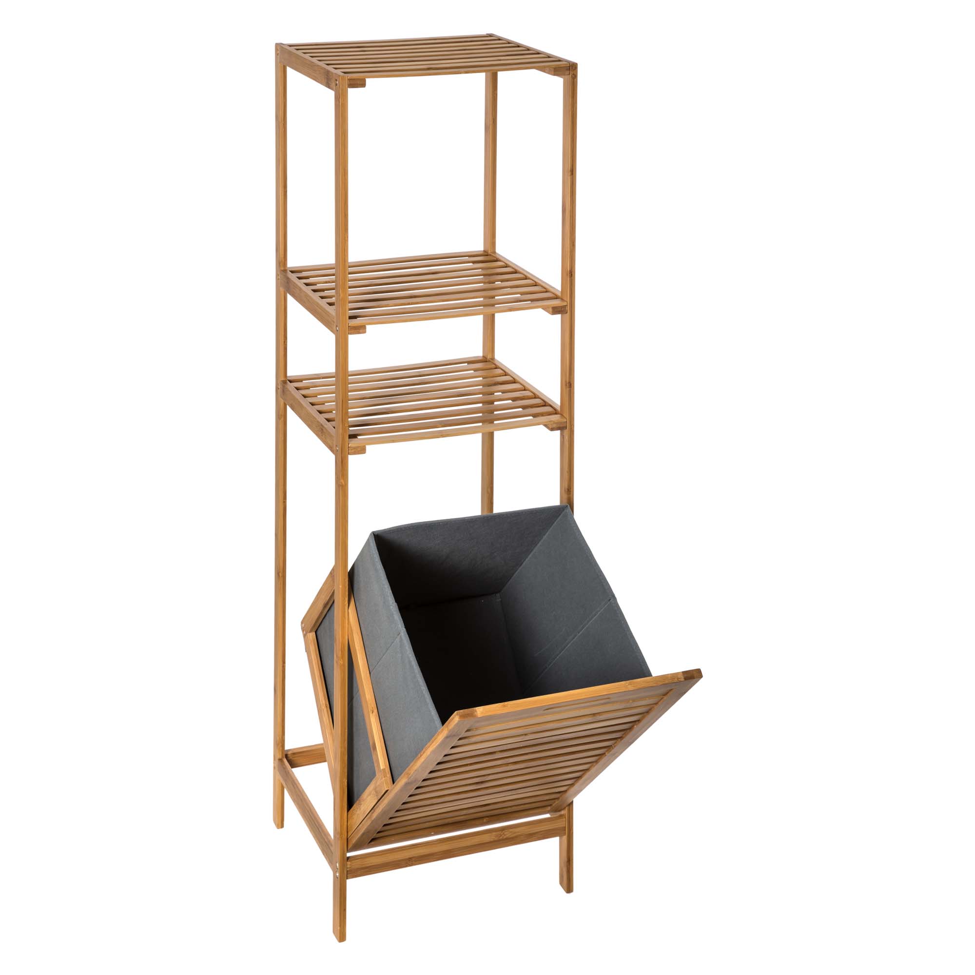 Estantería Bambú Con Cesto Para La Ropa