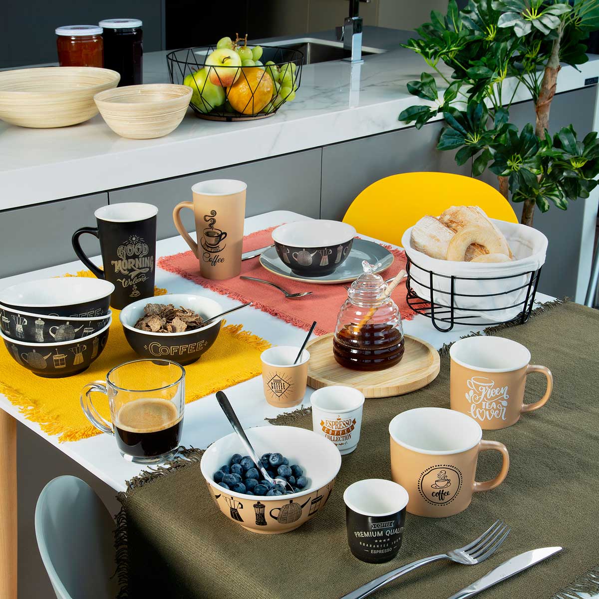 Frutero Losango Metálico Negro 28Cm