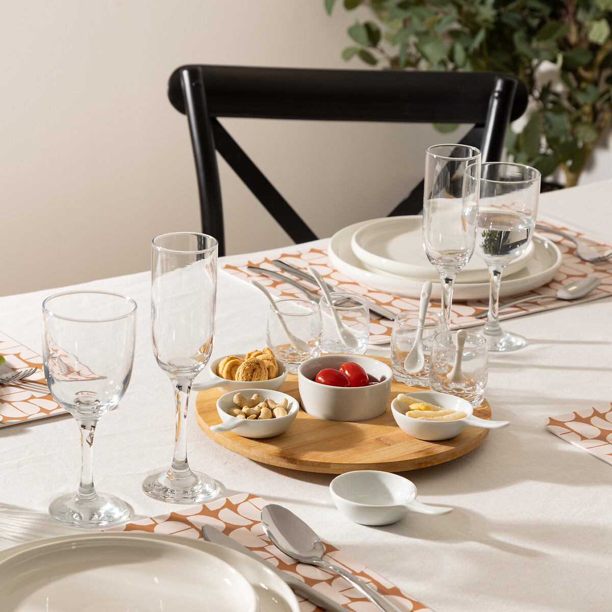 Set 14 Pzas P/Aperitivos C/Bandeja Bamb&uacute;