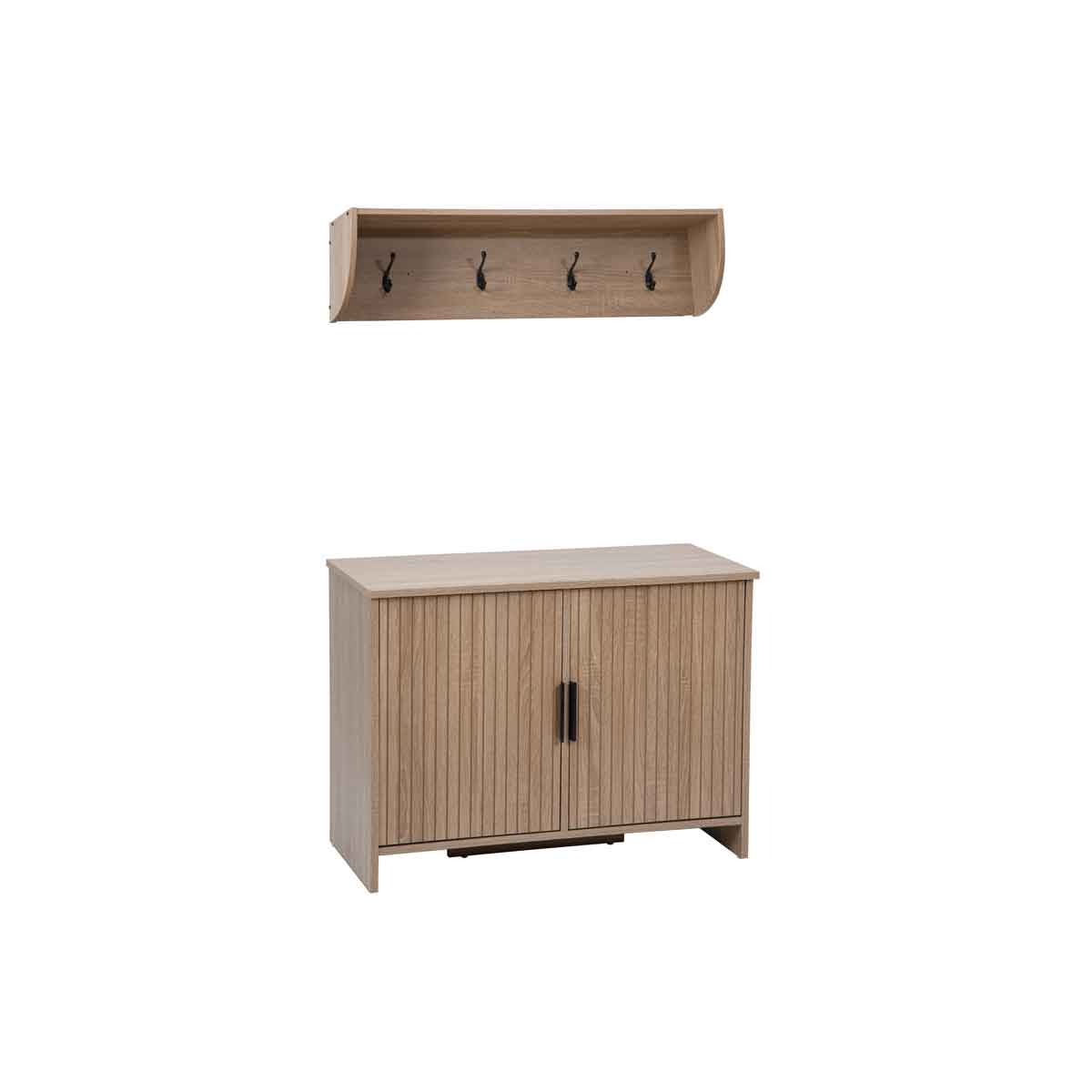Mueble y estante marrón de mdf