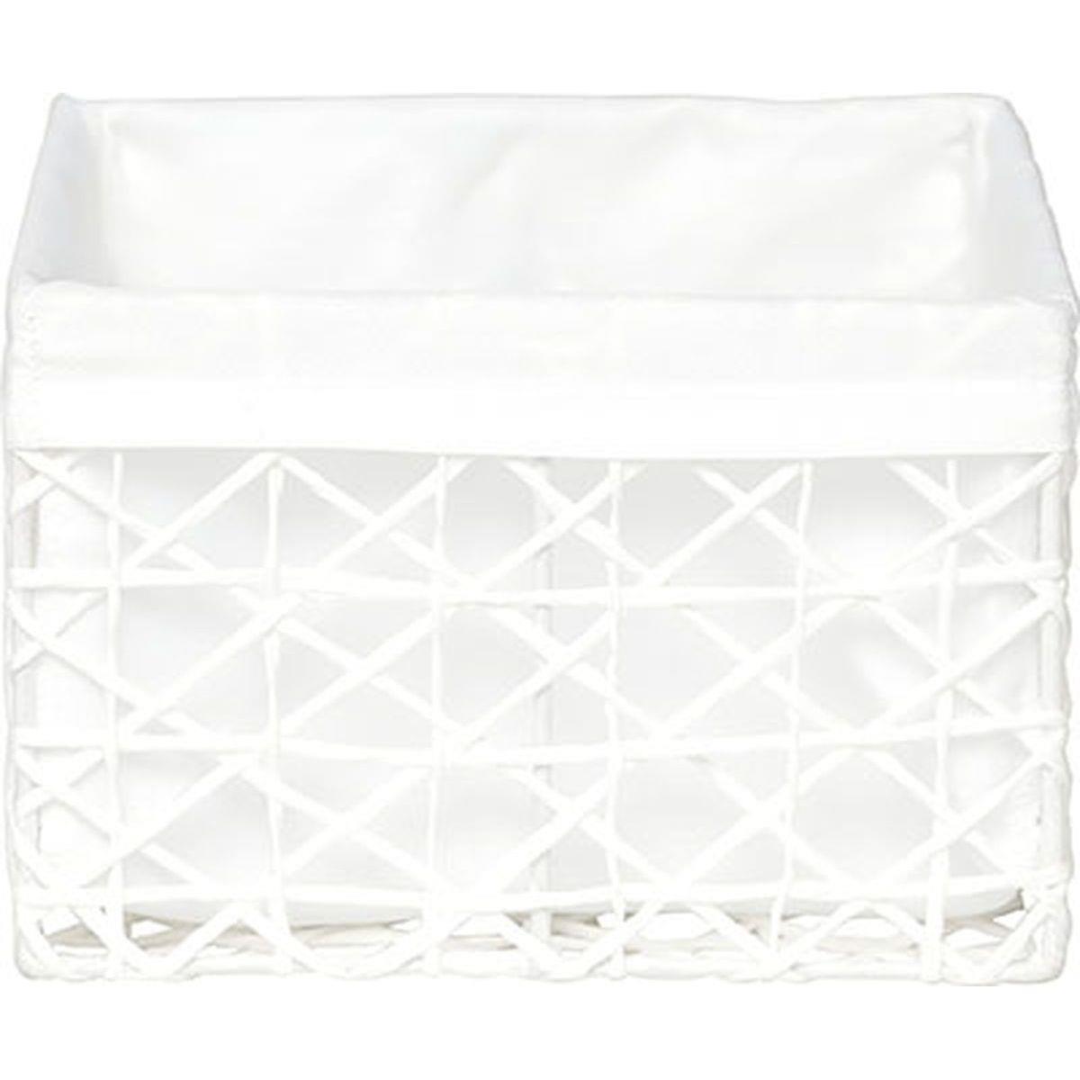 Cesta de baño blanca forrada con tejido 18x21cm