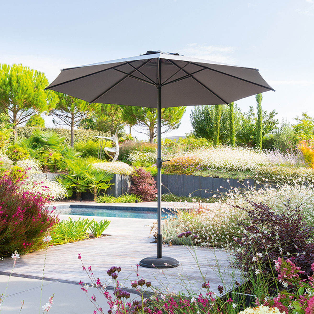 Parasol LOOMPA gris ard&oacute;sia 3m