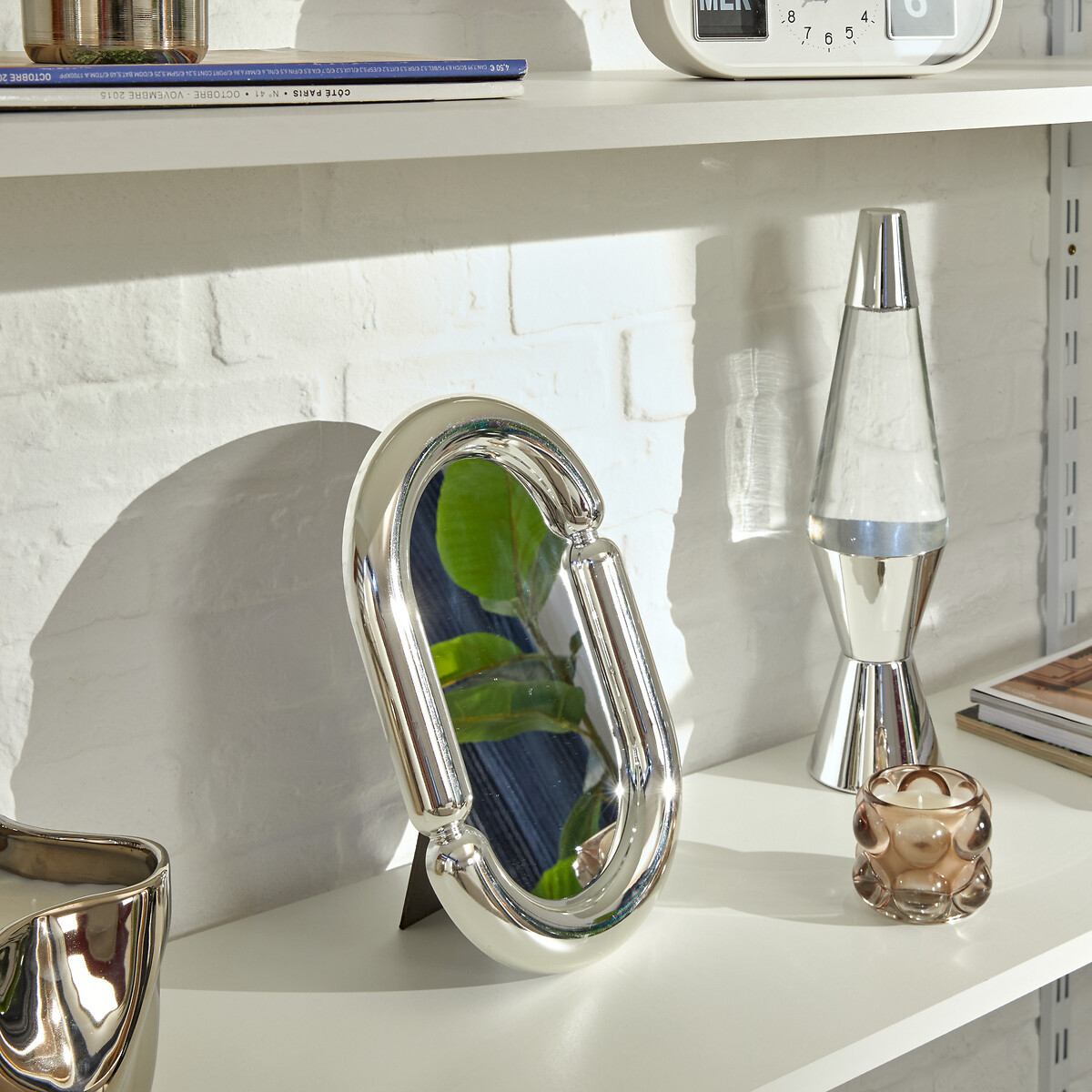 Espejo ovalado SKY plateado 30x19cm